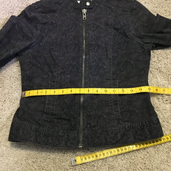 Kenneth Cole Reaction Cotton Paisley & Lace Print Moto Jacket - Picture 13 of 16